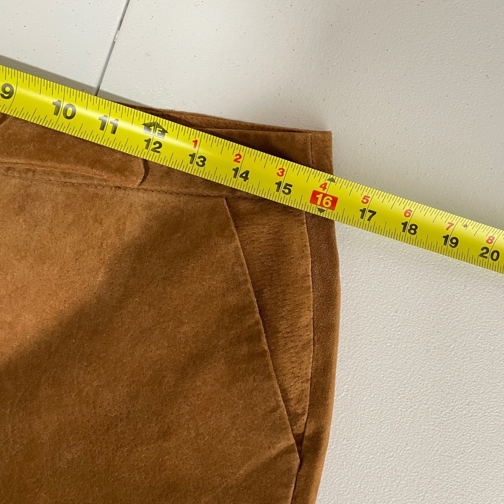 Vintage Womens Brown Suede Leather Pants Size 10 Quiet Luxury Straight Leg - Picture 8 of 10